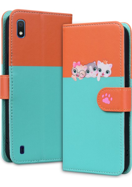 Samsung Galaxy A10 Sevimli Hayvan Desenli Kart Yuvalı Cüzdan Kılıfı (Yurt Dışından)