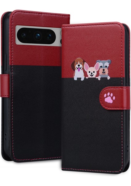 Google Pixel 8 Pro Sevimli Hayvan Desenli Kart Yuvalı Cüzdan Kılıfı (Yurt Dışından)
