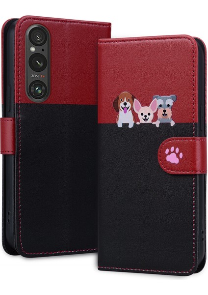 Sony Xperia 1 V Sevimli Hayvan Desenli Kart Yuvalı Cüzdan Kılıfı (Yurt Dışından)