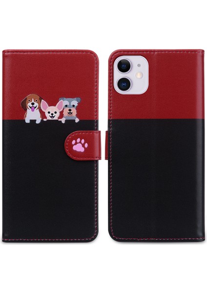 iPhone 11 Pro Max Sevimli Hayvan Desenli Kart Yuvalı Cüzdan Kılıfı (Yurt Dışından)