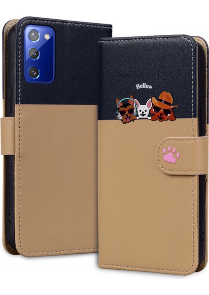 Samsung Galaxy Note 20 Sevimli Hayvan Desenli Kart Yuvalı Cüzdan Kılıfı (Yurt Dışından)
