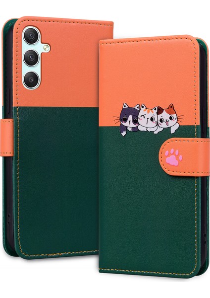 Samsung Galaxy A34 5g Sevimli Hayvan Desenli Kart Yuvalı Cüzdan Kılıfı (Yurt Dışından)