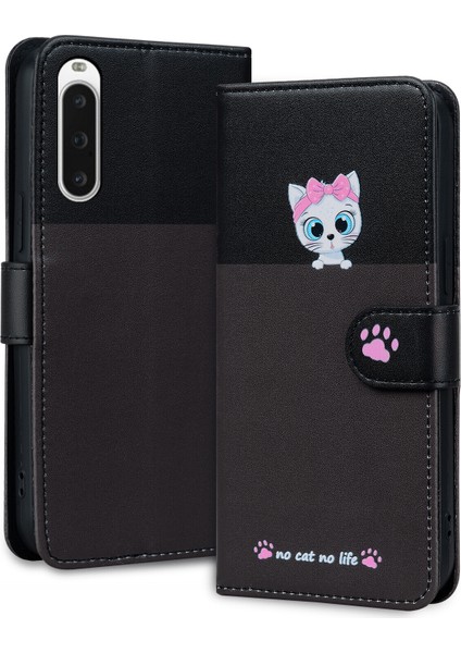 Sony Xperia 10 V Sevimli Hayvan Desenli Kart Yuvalı Cüzdan Kılıfı (Yurt Dışından)
