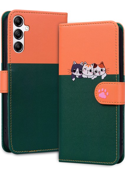 Samsung Galaxy A14 5g Sevimli Hayvan Desenli Kart Yuvalı Cüzdan Kılıfı (Yurt Dışından)