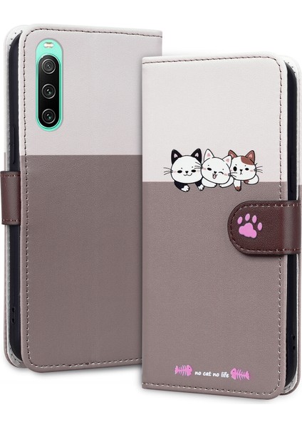 Sony Xperia 10 Iv Sevimli Hayvan Desenli Kart Yuvalı Cüzdan Kılıfı (Yurt Dışından)