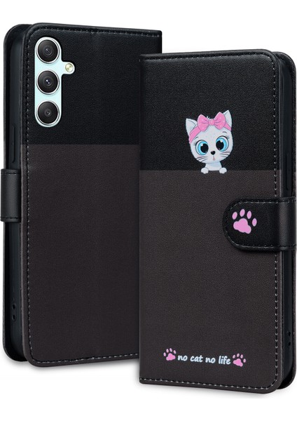 Samsung Galaxy A34 5g Sevimli Hayvan Desenli Kart Yuvalı Cüzdan Kılıfı (Yurt Dışından)