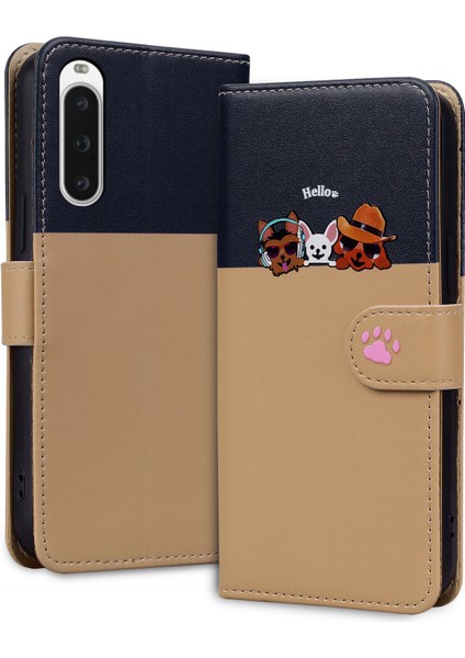 Sony Xperia 10 V Sevimli Hayvan Desenli Kart Yuvalı Cüzdan Kılıfı (Yurt Dışından)