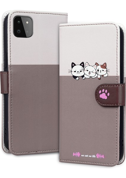 Samsung Galaxy A22 5g Sevimli Hayvan Desenli Kart Yuvalı Cüzdan Kılıfı (Yurt Dışından)