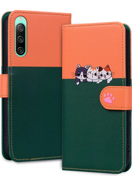 Sony Xperia 10 Iv Sevimli Hayvan Desenli Kart Yuvalı Cüzdan Kılıfı (Yurt Dışından)
