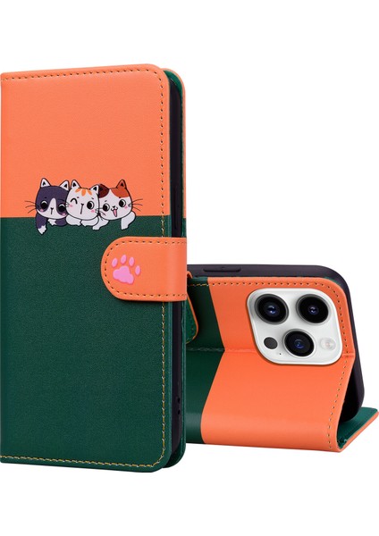 iPhone 14 Pro Sevimli Hayvan Desenli Kart Yuvalı Cüzdan Kılıfı (Yurt Dışından) fırsatları