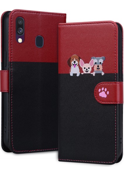 Samsung Galaxy A40 Sevimli Hayvan Desenli Kart Yuvalı Cüzdan Kılıfı (Yurt Dışından)