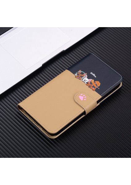 iPhone 13 Pro Sevimli Hayvan Desenli Kart Yuvalı Cüzdan Kılıfı (Yurt Dışından)