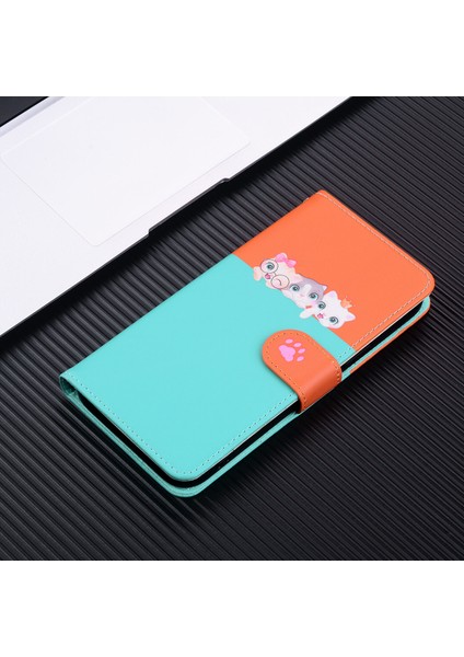 iPhone 13 Mini Sevimli Hayvan Desenli Kart Yuvalı Cüzdan Kılıfı (Yurt Dışından)