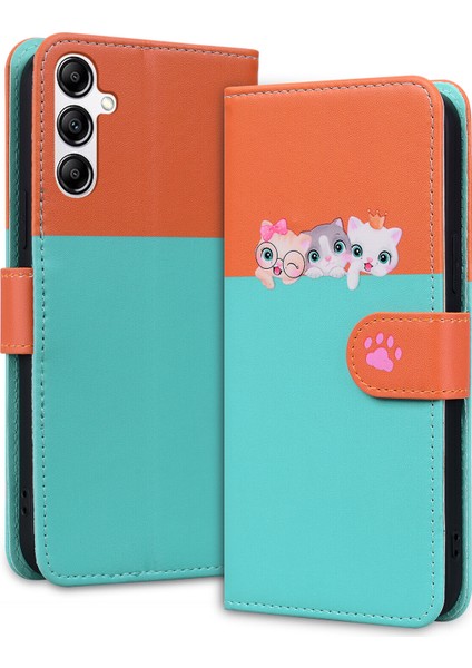 Samsung Galaxy A14 5g Sevimli Hayvan Desenli Kart Yuvalı Cüzdan Kılıfı (Yurt Dışından)