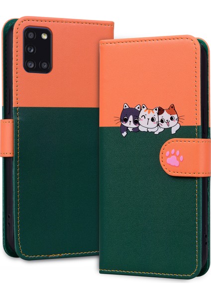 Samsung Galaxy A31 Sevimli Hayvan Desenli Kart Yuvalı Cüzdan Kılıfı (Yurt Dışından)