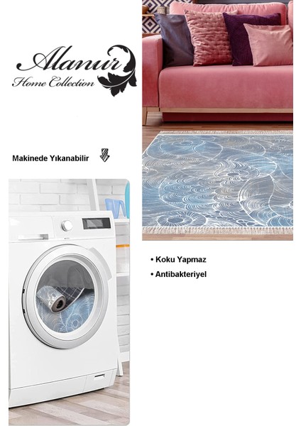 Dijital Salon Halısı Star Pamuk Kaymaz Taban Saçaklı Modern Corrina Lila modelleri