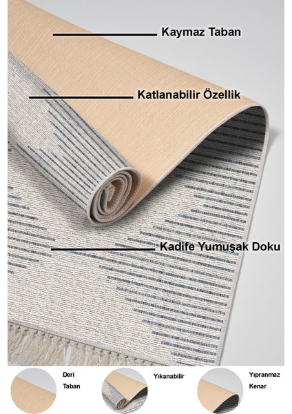 Dijital Salon Halısı Yıldız Deri Kaymaz Taban Saçaklı Iskandinav Kay Lacivert indirimleri