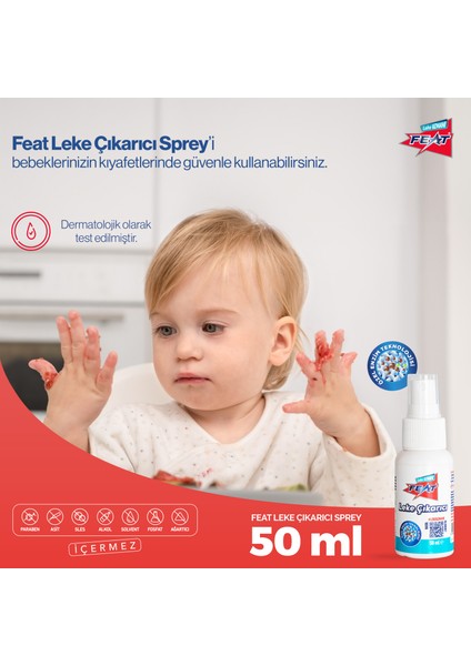 Leke Çıkarıcı Mendil 8'li 2 Kutu (16 Adet Mendil) + Feat Leke Çıkarıcı Sprey 50 ml