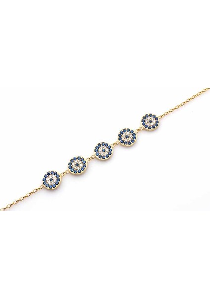 925 Ayar Gümüş Nazar Boncuk Bilekliği, Sarı