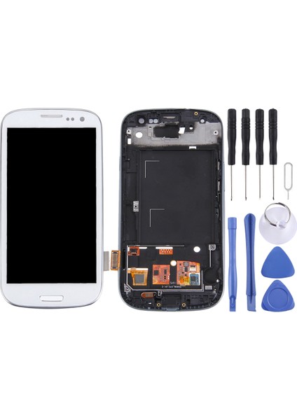 LCD Ekran (4.65 Inç Tft) + Galaxy Sııı / I9300 (Beyaz) Için Çerçeveli Dokunmatik Panel (Yurt Dışından)