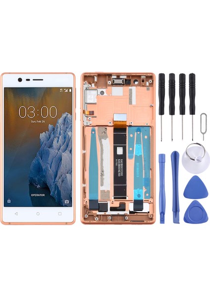 Nokia 3 TA-1032 Sayısallaştırıcı Için Tft LCD Ekran Çerçeve ve Yan Anahtarlar (Siyah) (Yurt Dışından)