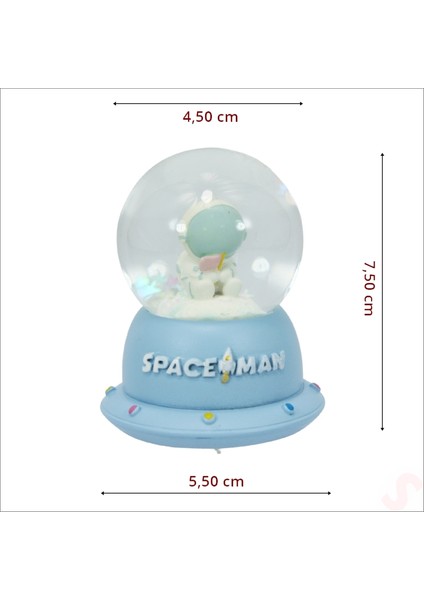 Uçuşan Yıldızlı,7,5cm x 4,5cm LED Işıklı Astronot Küre - Mavi modelleri