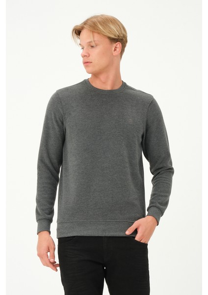 Erkek Uzun Kollu Bisiklet-Sıfır Regular Fit Selanik Gri Sweatshirt