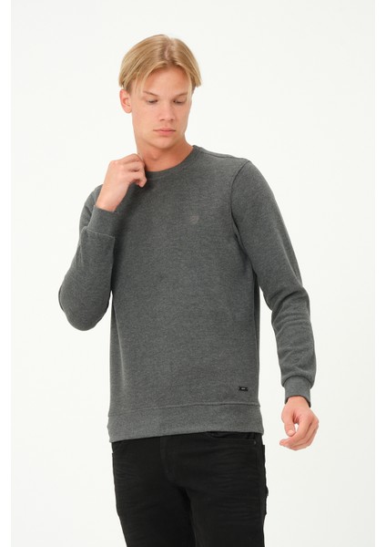 Erkek Uzun Kollu Bisiklet-Sıfır Regular Fit Selanik Gri Sweatshirt fiyatları