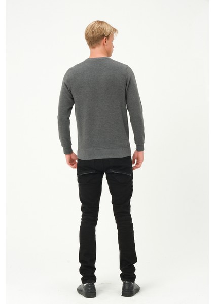 Erkek Uzun Kollu Bisiklet-Sıfır Regular Fit Selanik Gri Sweatshirt fırsatları