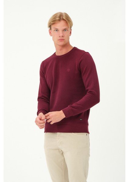 Erkek Uzun Kollu Bisiklet-Sıfır Regular Fit Selanik Bordo Sweatshirt fiyatları