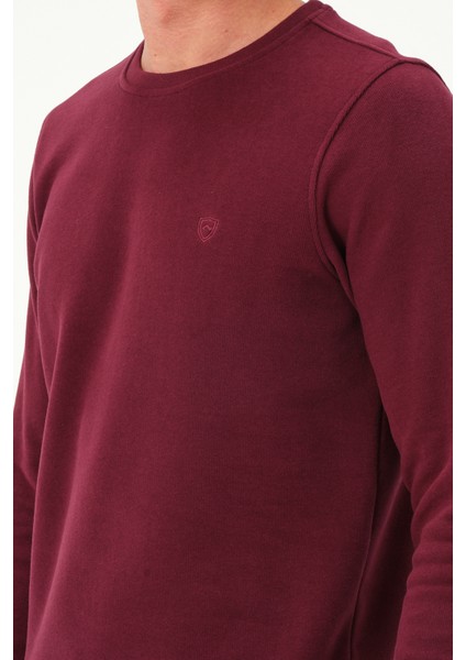 Erkek Uzun Kollu Bisiklet-Sıfır Regular Fit Selanik Bordo Sweatshirt modelleri