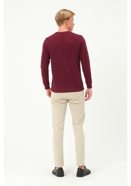 Erkek Uzun Kollu Bisiklet-Sıfır Regular Fit Selanik Bordo Sweatshirt fırsatları
