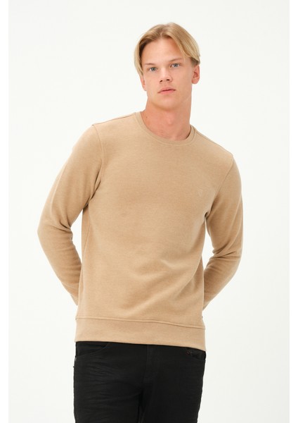 Erkek Uzun Kollu Bisiklet-Sıfır Regular Fit Selanik Bej Sweatshirt modelleri