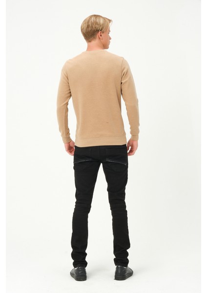 Erkek Uzun Kollu Bisiklet-Sıfır Regular Fit Selanik Bej Sweatshirt fırsatları