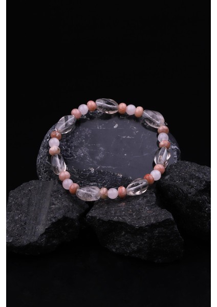 Kristal Kuvars - Jade - Pembe Kuvars Doğal Taş Tasarım Bileklik fiyatları