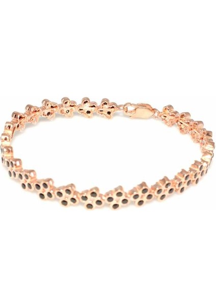 925 Ayar Gümüş Su Yolu Bilezik Pembe - Siyah Taş fiyatları