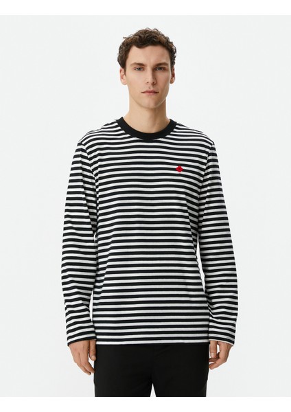 Bisiklet Yaka Sweatshirt Çiçek Nakışlı Pamuklu modelleri