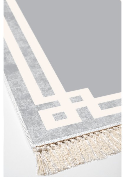 Dijital Salon Halısı Star Pamuk Kaymaz Taban Saçaklı Modern Landon Gri fırsatları