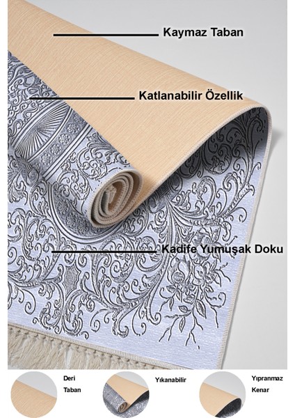 Dijital Salon Halısı Yıldız Deri Kaymaz Taban Saçaklı Modern Katrina Mavi indirimleri