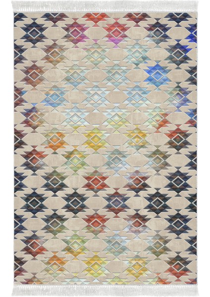 Dijital Salon Halısı Yıldız Deri Kaymaz Taban Saçaklı Modern Cyan Renkli fiyatları