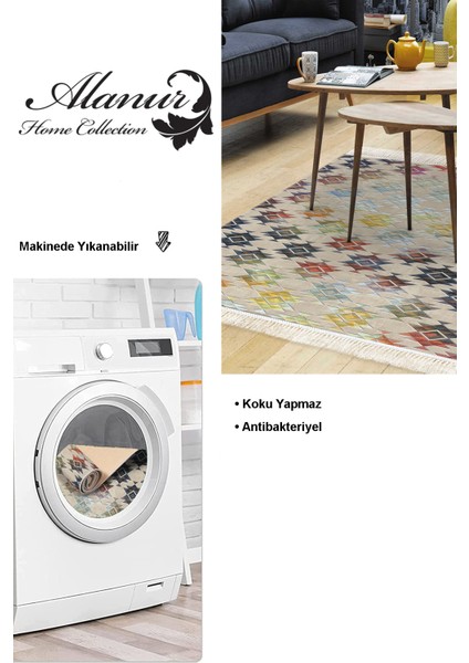 Dijital Salon Halısı Yıldız Deri Kaymaz Taban Saçaklı Modern Cyan Renkli modelleri