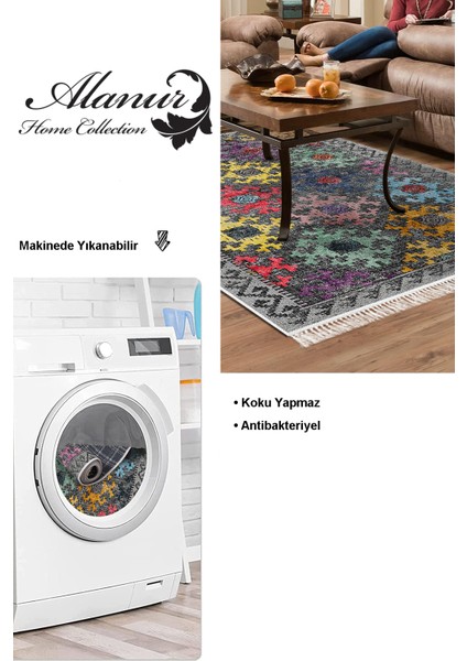 Dijital Salon Halısı Star Pamuk Kaymaz Taban Saçaklı Iskandinav Leesa Renkli modelleri