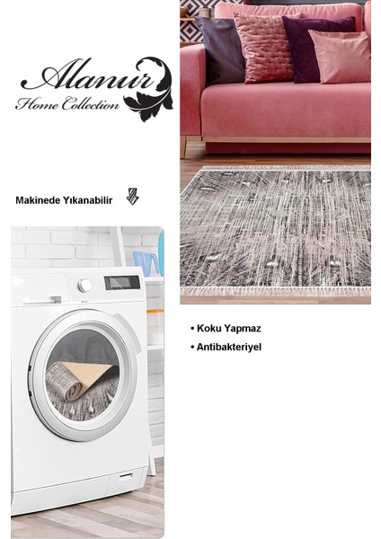 Dijital Salon Halısı Yıldız Deri Kaymaz Taban Saçaklı Modern Lee Pudra modelleri