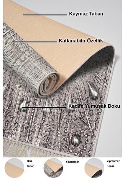 Dijital Salon Halısı Yıldız Deri Kaymaz Taban Saçaklı Modern Lee Pudra indirimleri