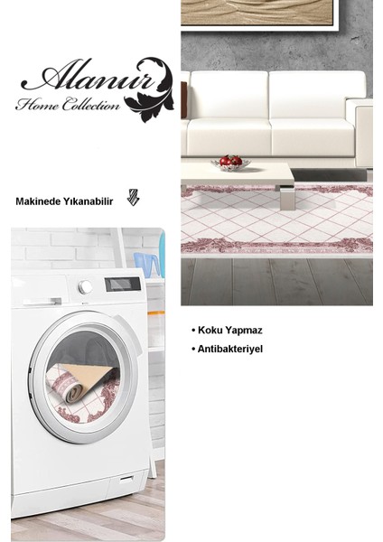 Dijital Salon Halısı Yıldız Deri Kaymaz Taban Saçaklı Modern Laoise Pudra