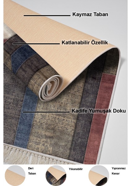 Dijital Salon Halısı Yıldız Deri Kaymaz Taban Saçaklı Modern Tammy Renkli indirimleri