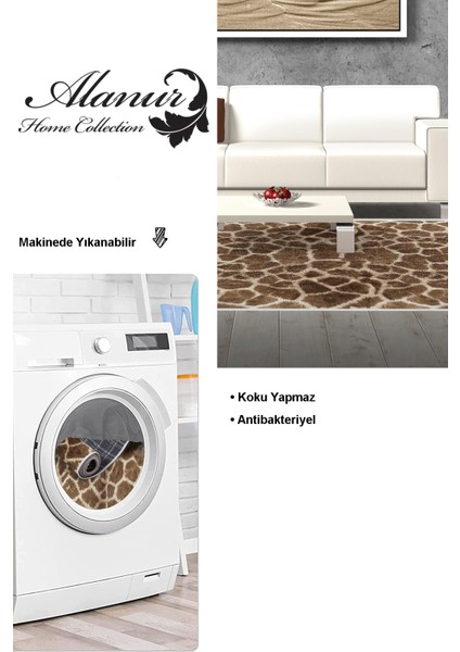 Dijital Salon Halısı Star Pamuk Kaymaz Taban Saçaklı Modern Cherry Kahve modelleri