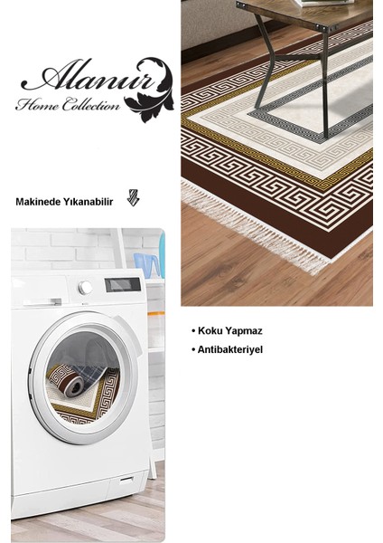 Dijital Salon Halısı Star Pamuk Kaymaz Taban Saçaklı Modern Esmee Gold modelleri