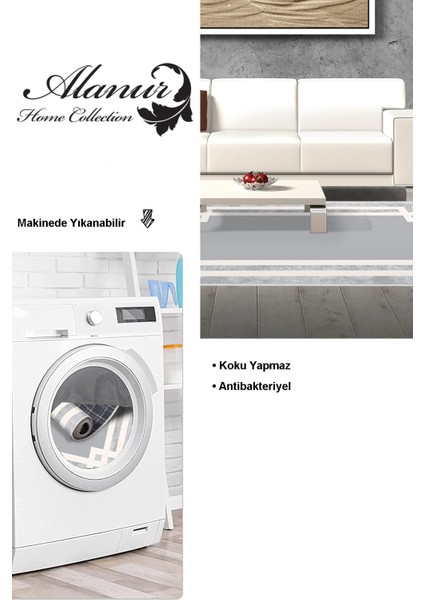 Dijital Salon Halısı Star Pamuk Kaymaz Taban Saçaklı Modern Landon Gri modelleri
