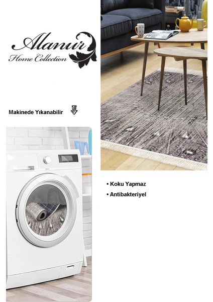 Dijital Salon Halısı Star Pamuk Kaymaz Taban Saçaklı Modern Lee Pudra modelleri